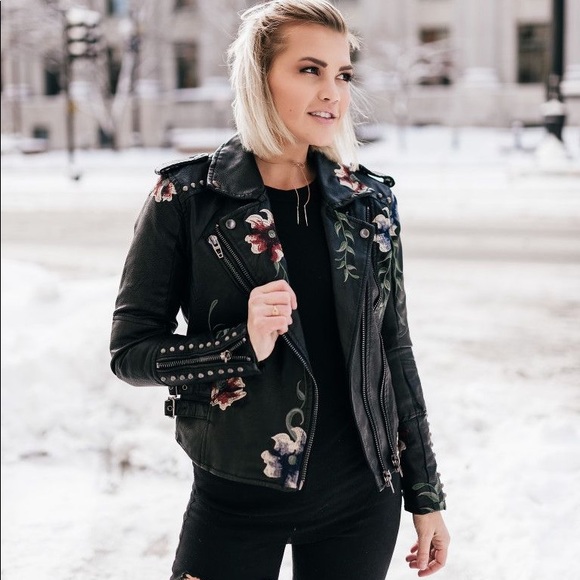 BlankNYC floral embroidered leather jacket NWT - Picture 7 of 8